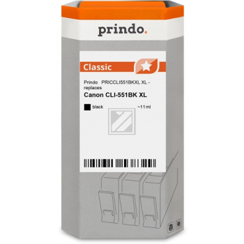 Prindo Tintenpatrone (Classic) schwarz HC (PRICCLI551BKXL) ersetzt CLI-551BKXL
