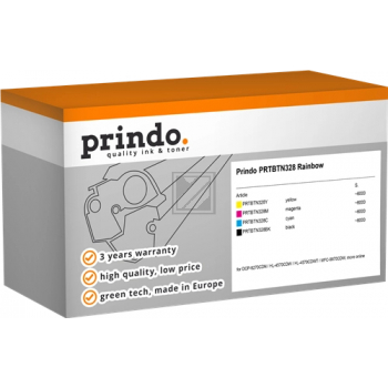 Prindo Toner-Kit gelb, magenta, schwarz, cyan HC plus (PRTBTN328 Rainbow) ersetzt TN-328BK, TN-328C, TN-328M, TN-328Y