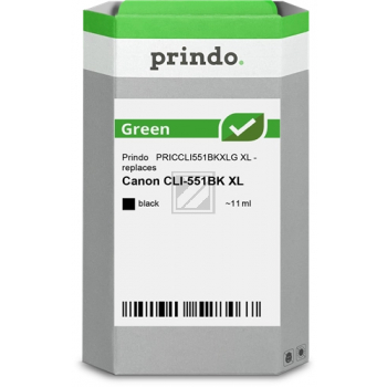 Prindo Tintenpatrone (Green) schwarz HC (PRICCLI551BKXLG) ersetzt CLI-551BKXL