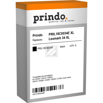 Prindo Tintenpatrone schwarz HC (PRIL18C0034E) ersetzt 34