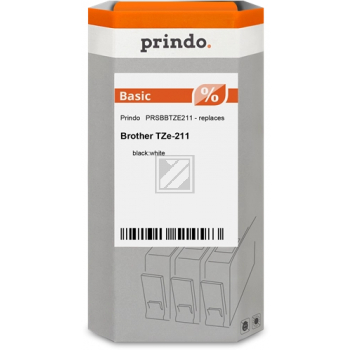 Prindo Schriftbandkassette schwarz/weiß (PRSBBTZE211) ersetzt TZE-211