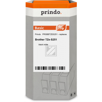 Prindo Schriftbandkassette schwarz/weiß (PRSBBTZES251) ersetzt TZE-S251
